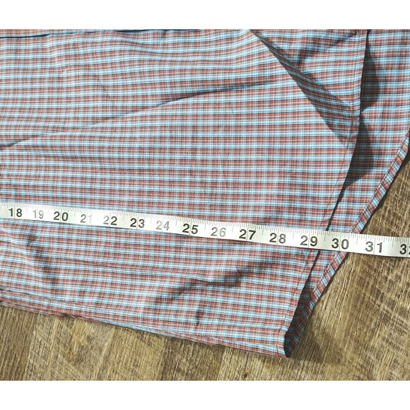 Onward Reserve Mens Preppy Plaid Button Down Shirt XL Blue Orange Tailored Fit - Picture 8 of 8